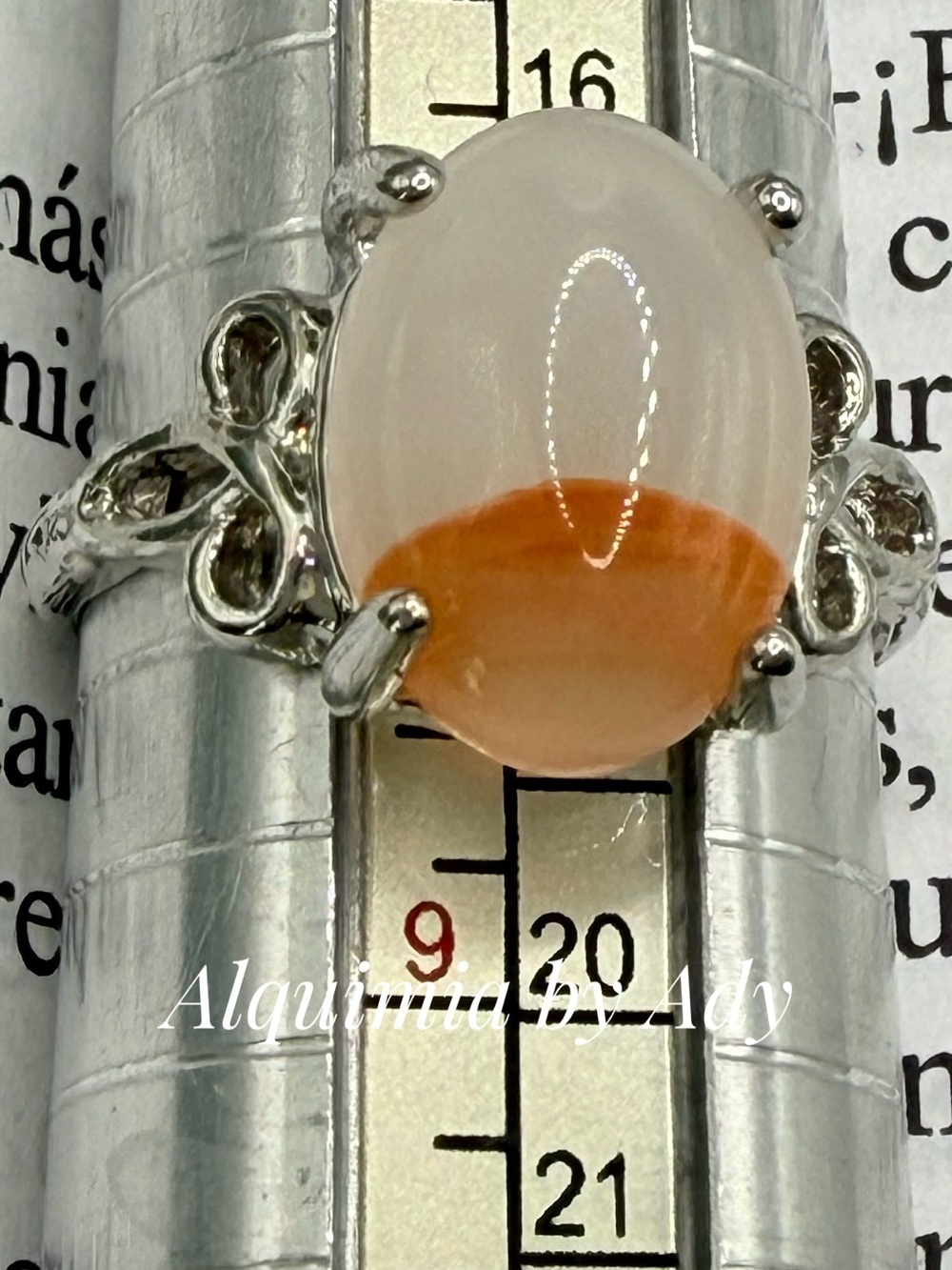 Peach-Orange Cabochon agate Ring